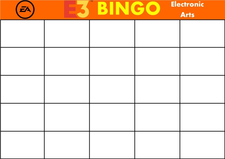 E3 Bingo Card (Electronic Arts) Template