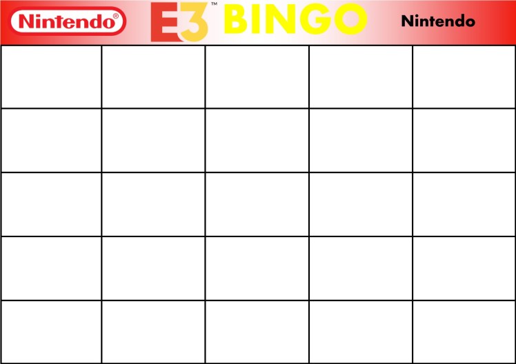 E3 Bingo Card (Nintendo) Template