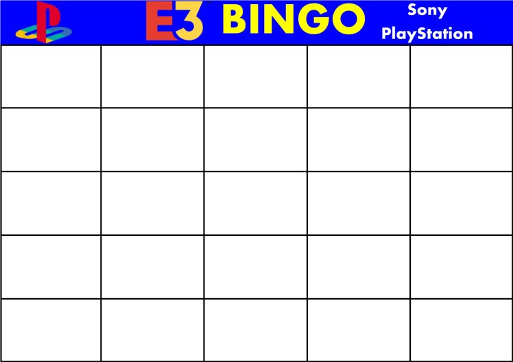 E3 Bingo Card (Sony PlayStation) Template